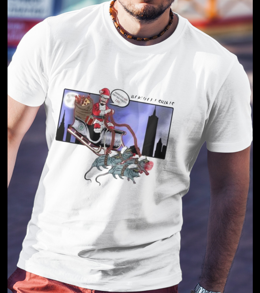 Josh Saves Christmas Chupacabras Sled New York City Skyline T-Shirt