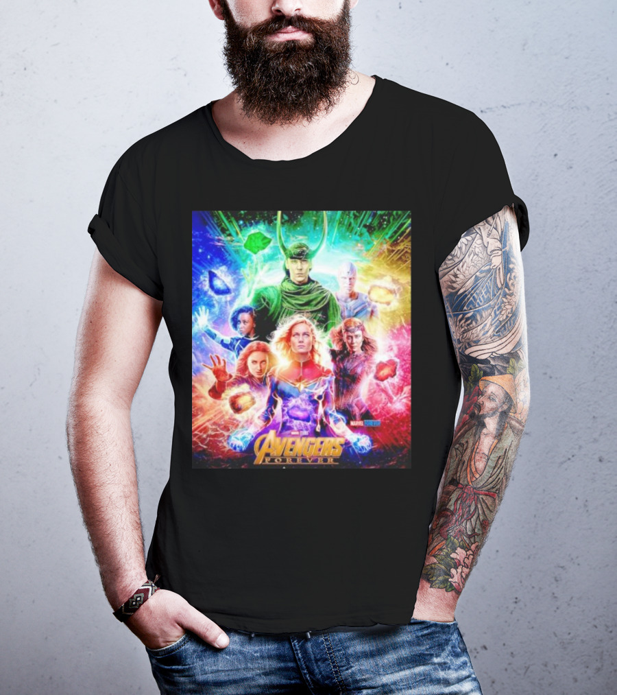 Marvel Studios Avengers Forever Loki Captain Marvel Scarlet Witch Vision Trail Of Infinity Stones T-Shirt