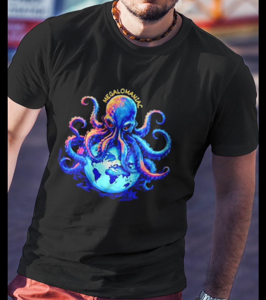 Megalomaniac Kraken Octopus On Globe T-Shirt