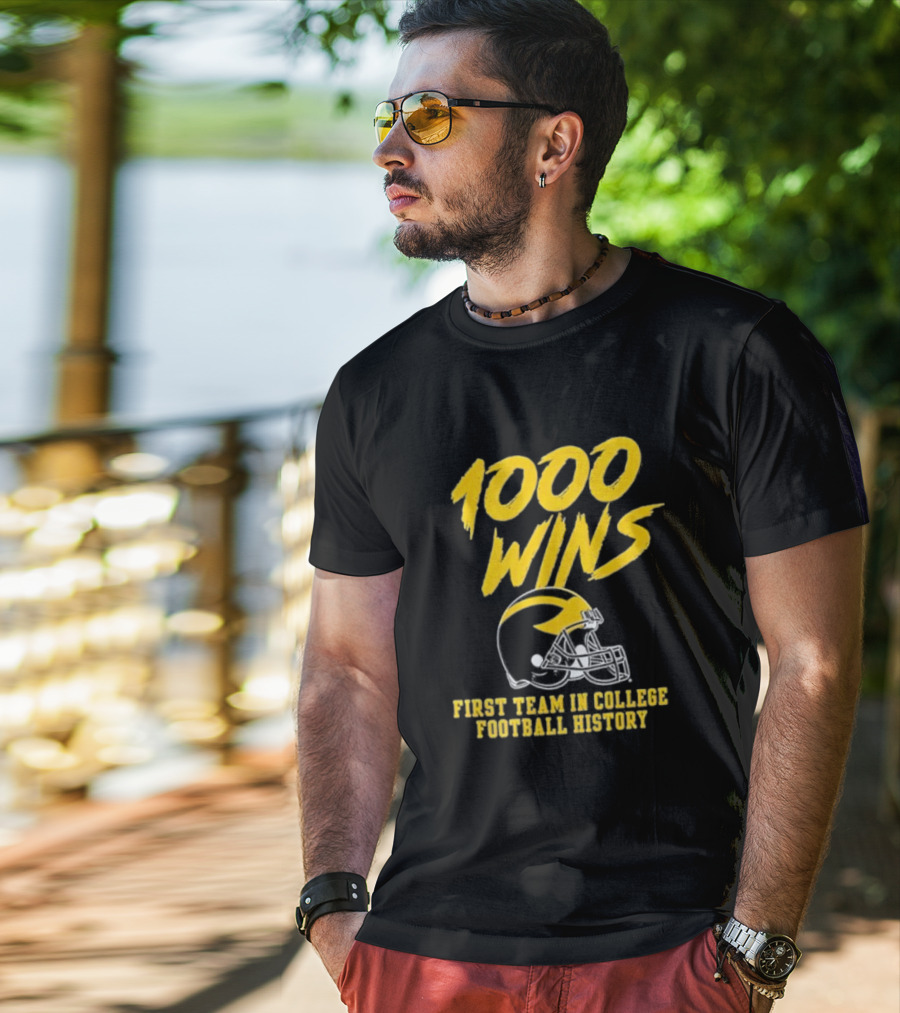 Michigan Wolverines 1000 Wins First Team In College Football History Helmet T-Shirt