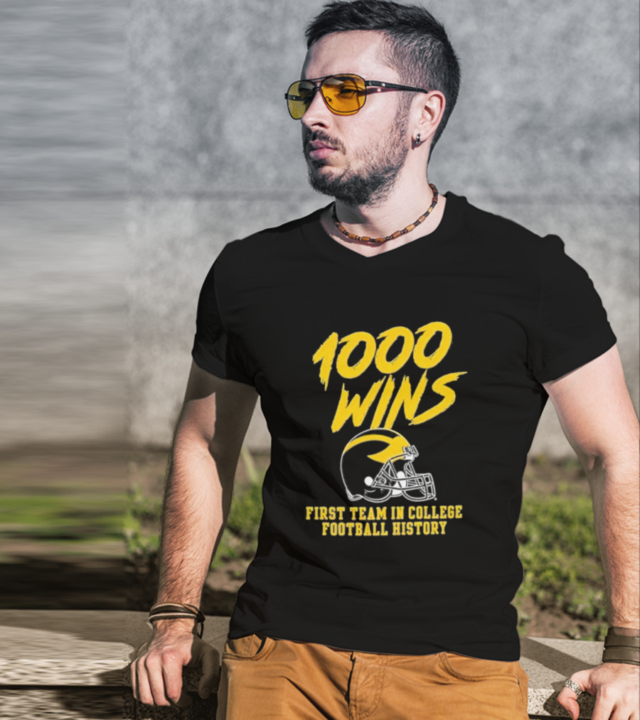 Michigan Wolverines 1000 Wins First Team In College Football History Helmet T-Shirt