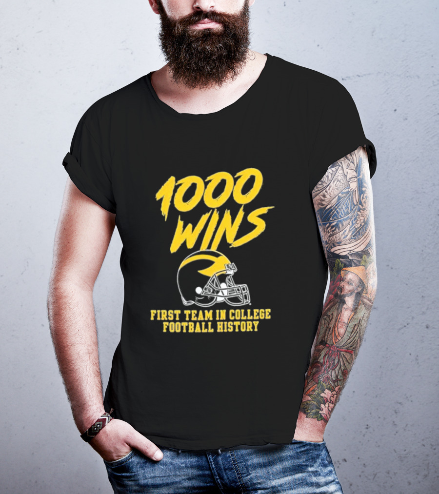 Michigan Wolverines 1000 Wins First Team In College Football History Helmet T-Shirt