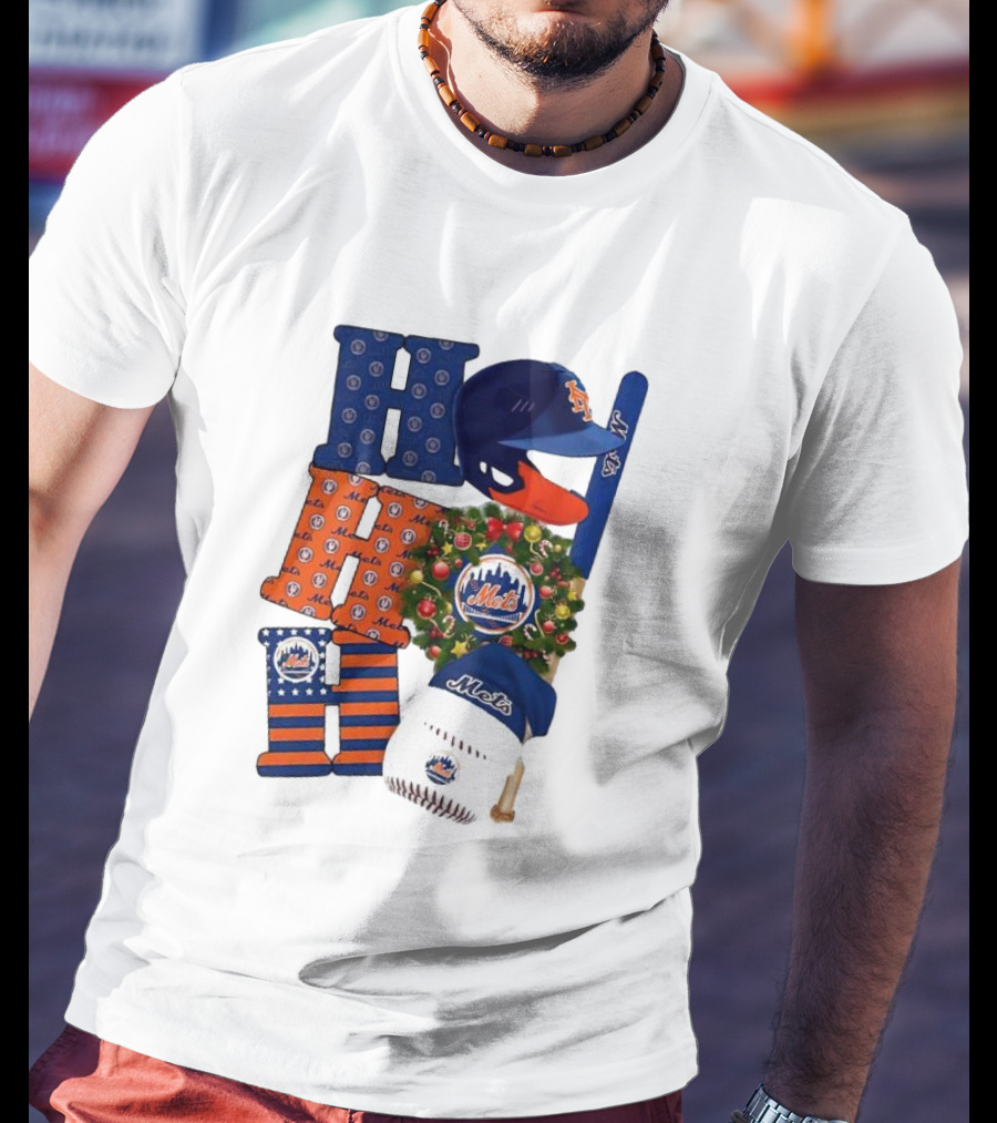 New York Mets Ho Ho Ho Merry Christmas Mets Baseball Holiday T-Shirt