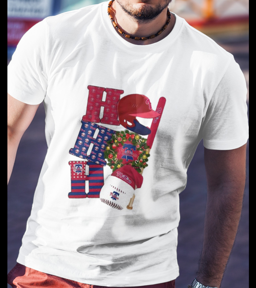 Philadelphia Phillies Ho Ho Ho Merry Christmas Sports Fan T-Shirt