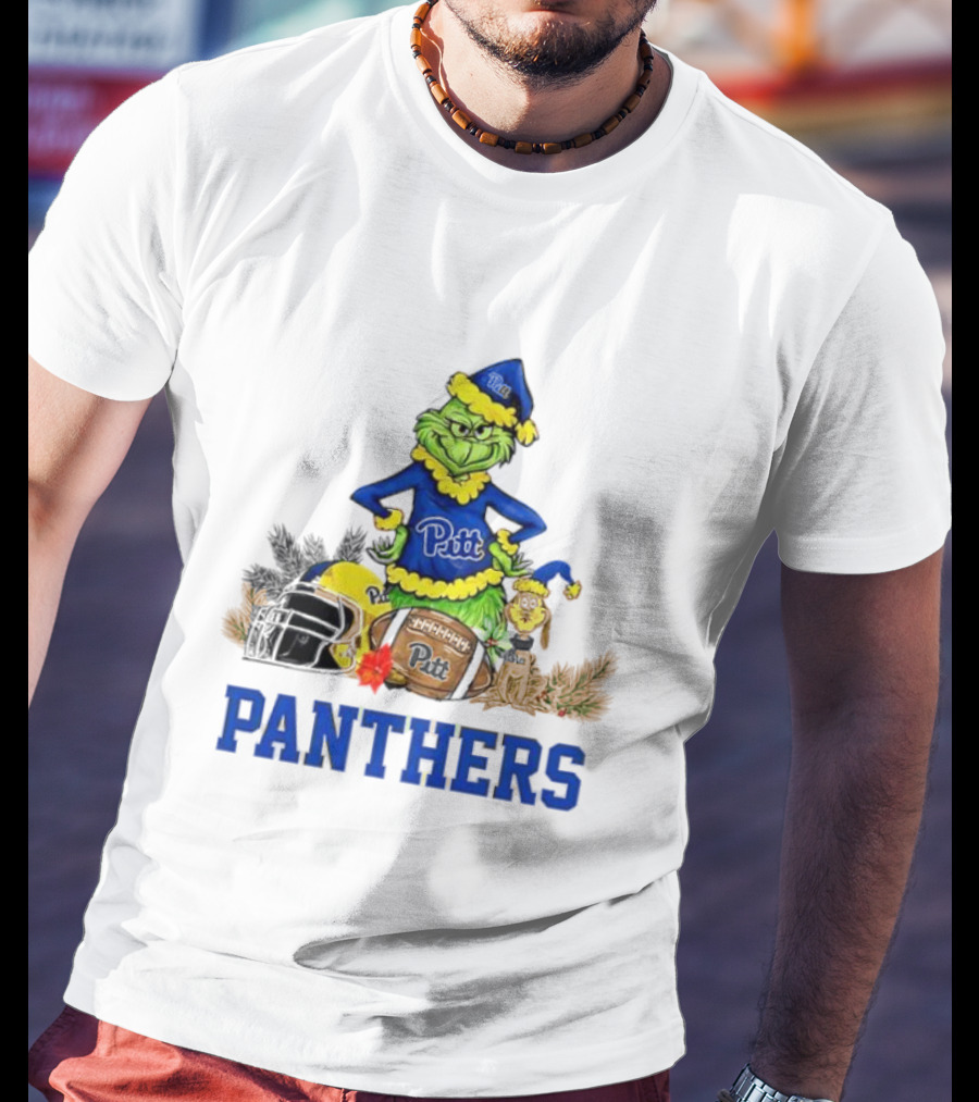 Pittsburgh Panthers Grinch Max Dog Christmas Football T-Shirt
