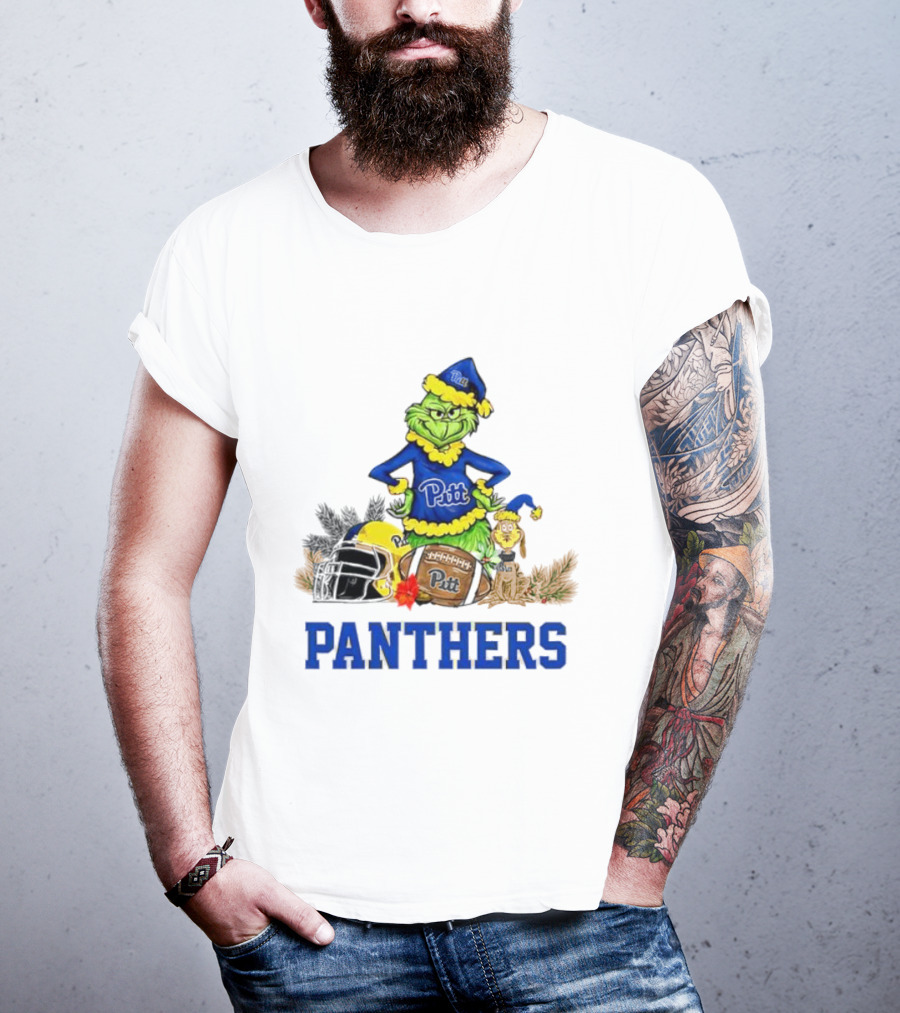 Pittsburgh Panthers Grinch Max Dog Christmas Football T-Shirt