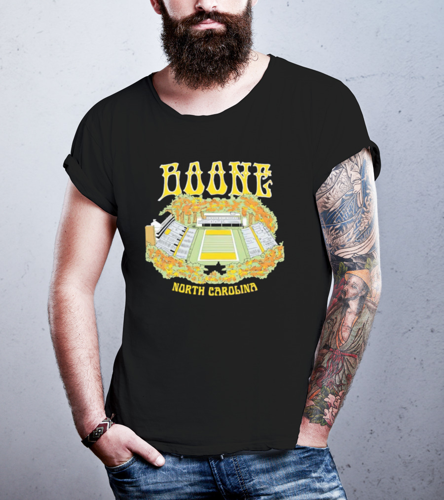 Boone North Carolina Stadium Football Field Autumn Leaves T-Shirt