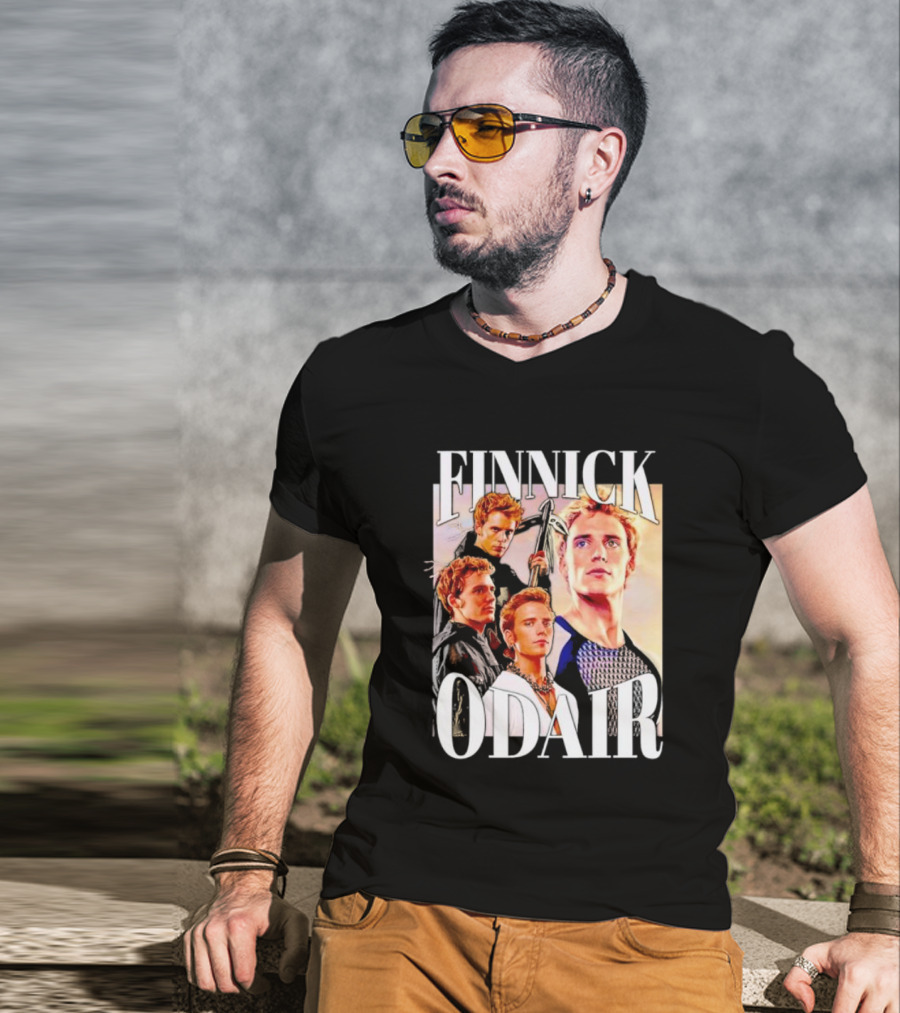 Finnick Odair Character Collage With Weaponry Elements T-Shirt