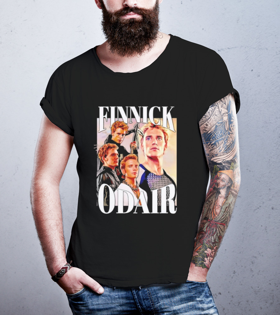Finnick Odair Character Collage With Weaponry Elements T-Shirt