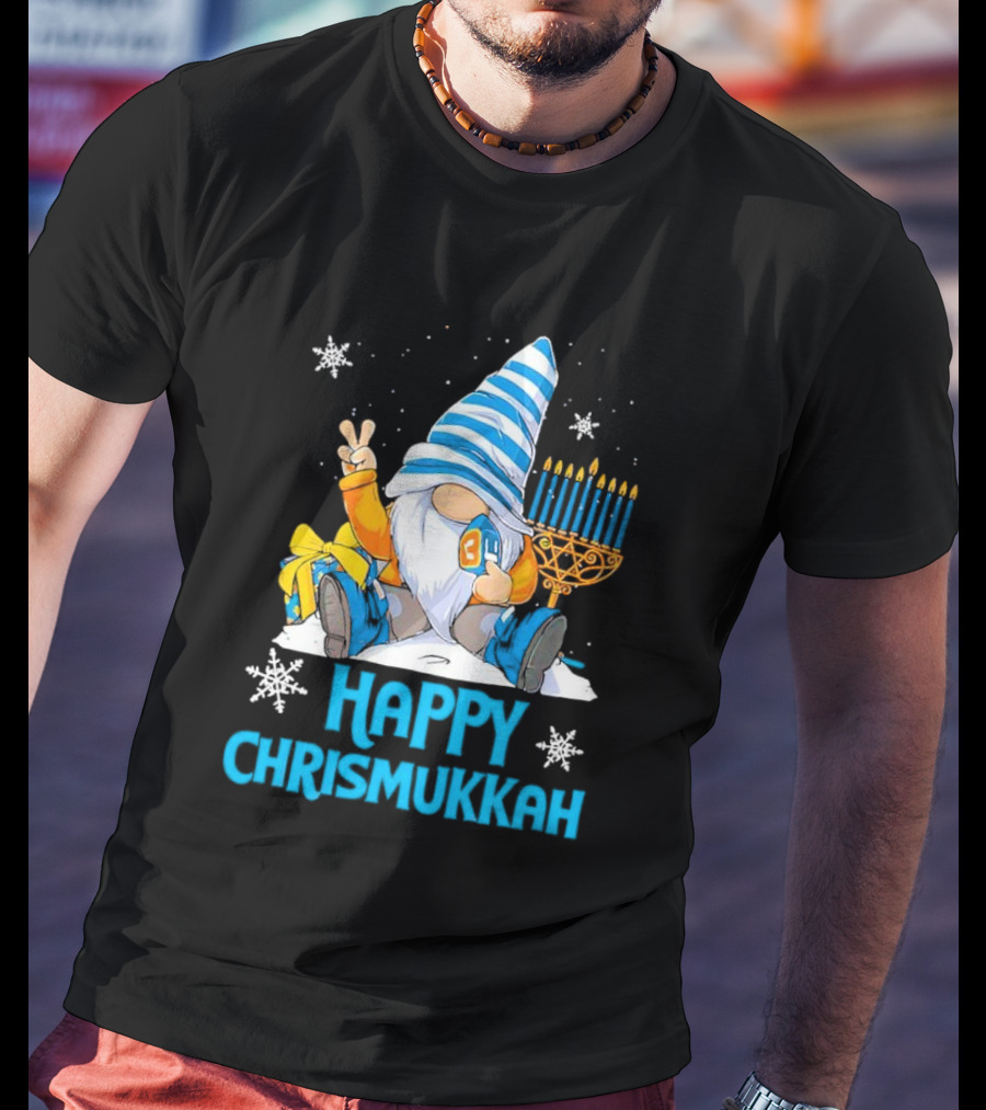 Happy Chrismukkah Gnome Menorah Snowflakes T-Shirt