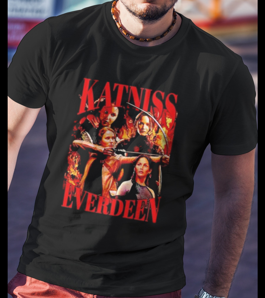 Katniss Everdeen Fiery Bow And Arrow Montage T-Shirt