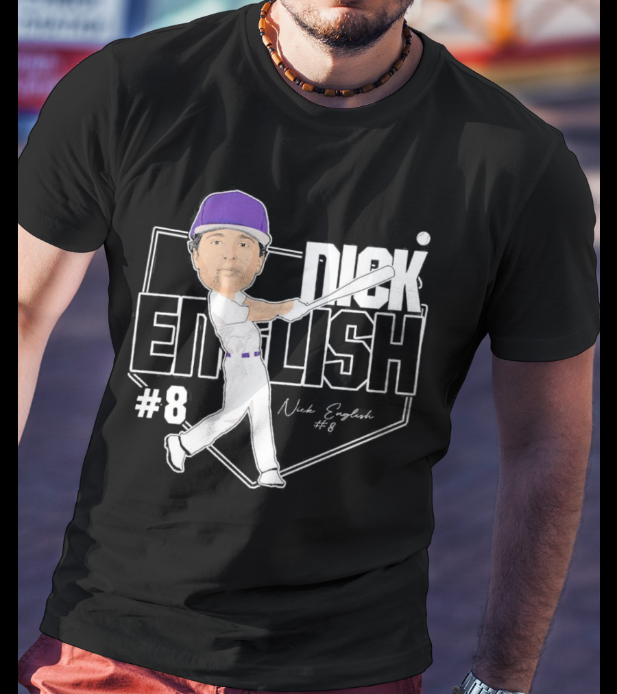 Nick English Caricature Signature Baseball Nick English #8 T-Shirt