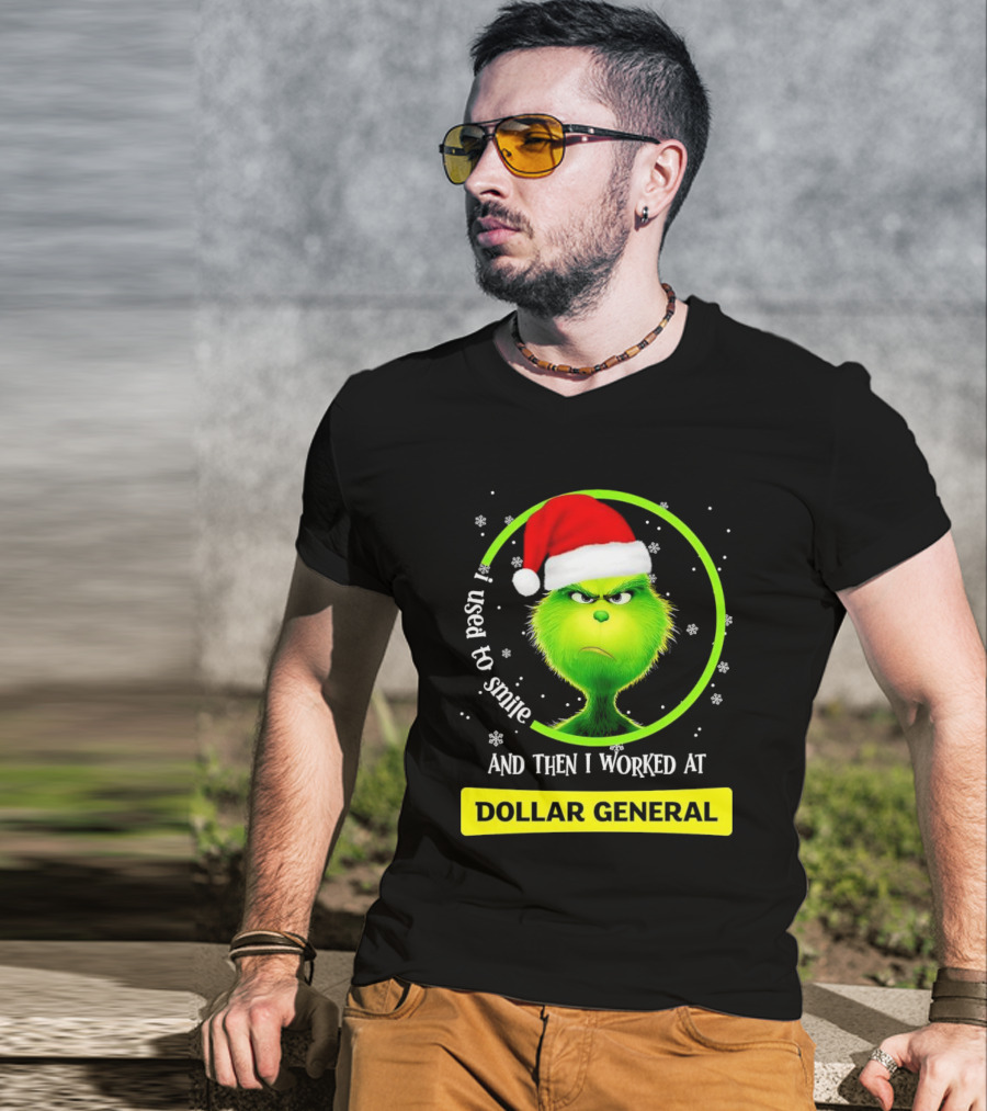 Santa Grinch I Used To Smile And Then I Worked At Dollar General Christmas T-Shirt