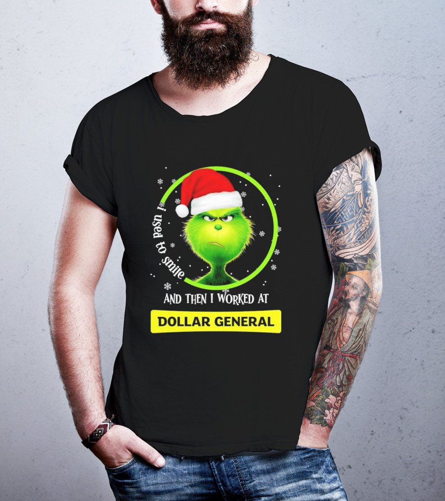 Santa Grinch I Used To Smile And Then I Worked At Dollar General Christmas T-Shirt
