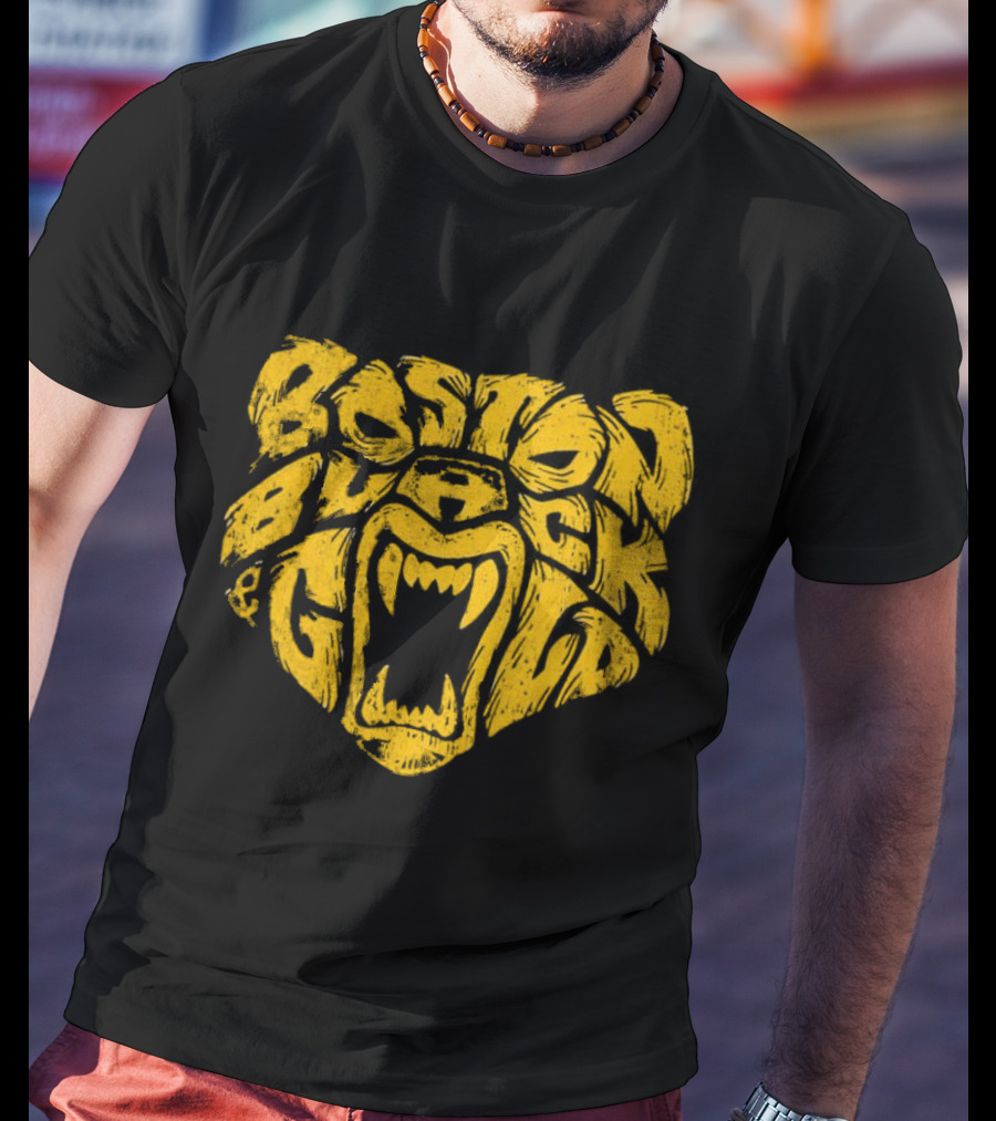 Boston Black And Gold Bear Face T-Shirt