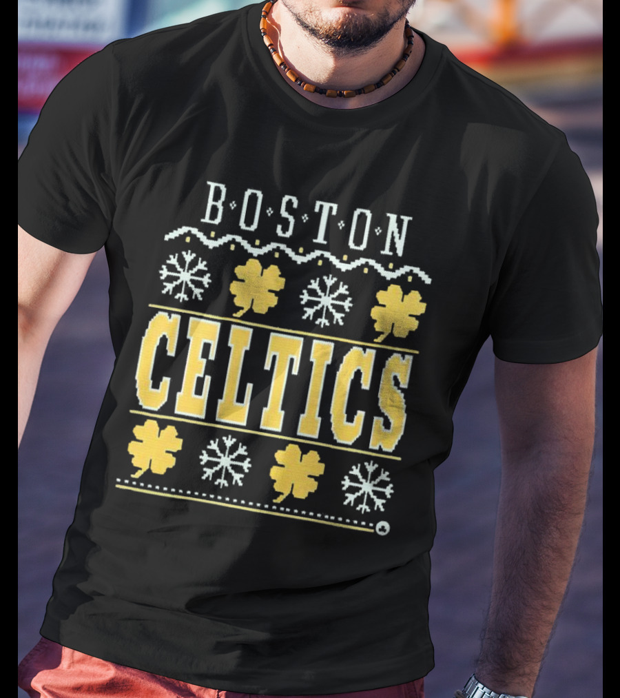 Boston Celtics Snowflakes And Shamrocks T-Shirt