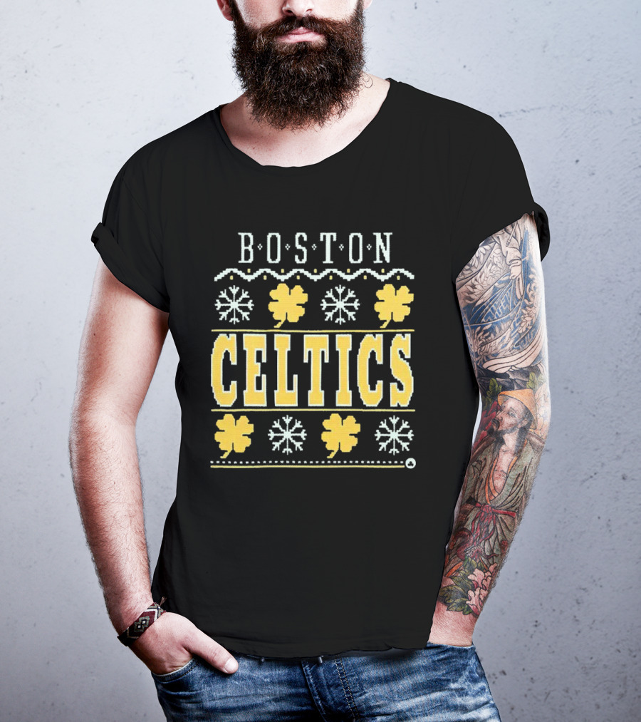 Boston Celtics Snowflakes And Shamrocks T-Shirt