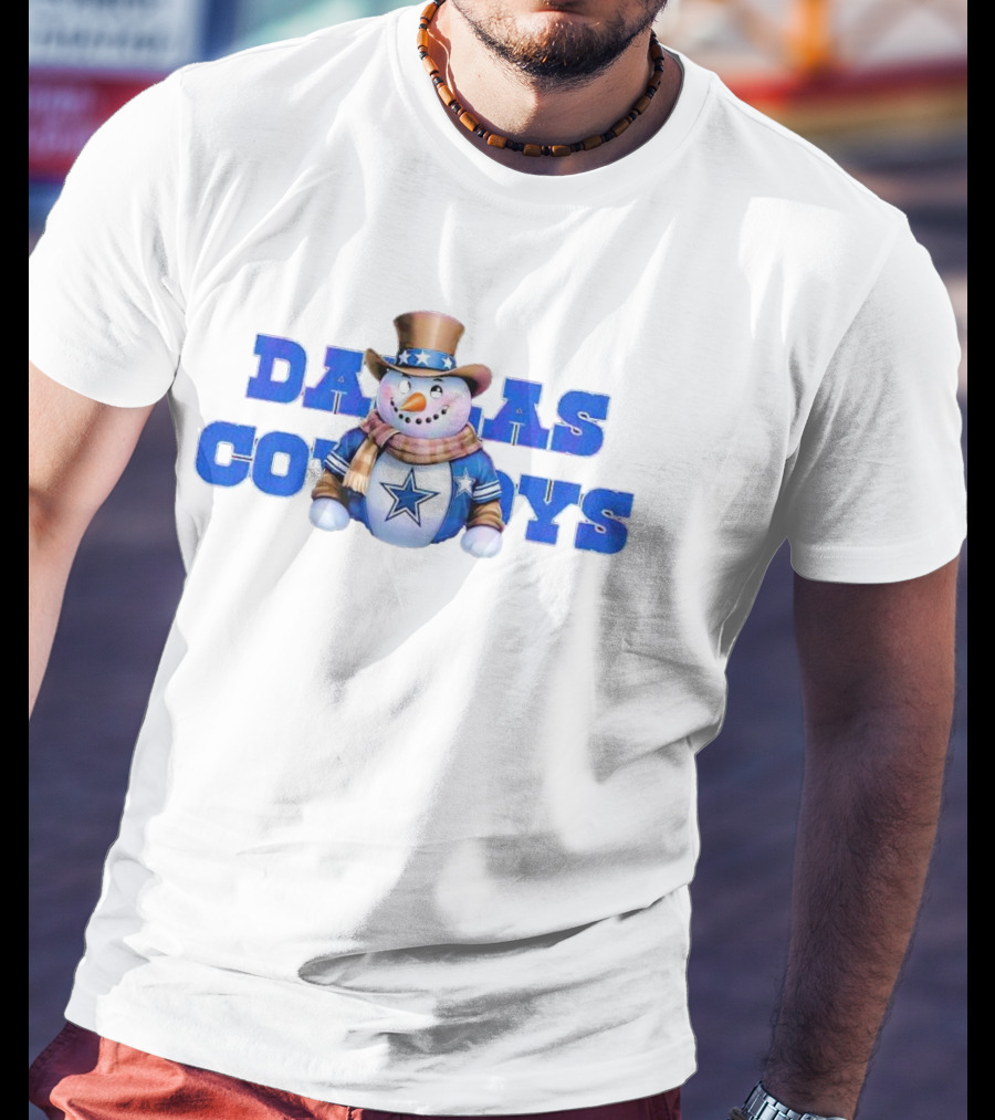 Dallas Cowboys Snowman Christmas Holiday Spirit T-Shirt