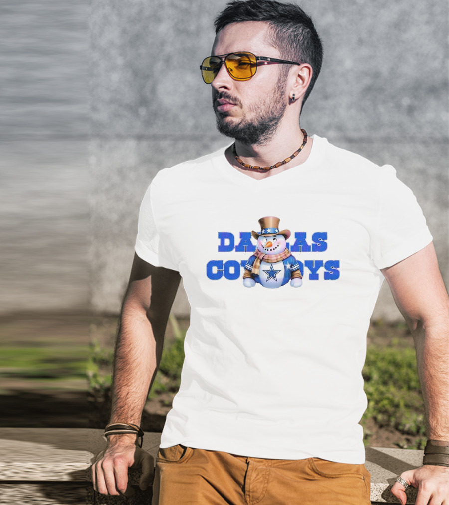 Dallas Cowboys Snowman Christmas Holiday Spirit T-Shirt