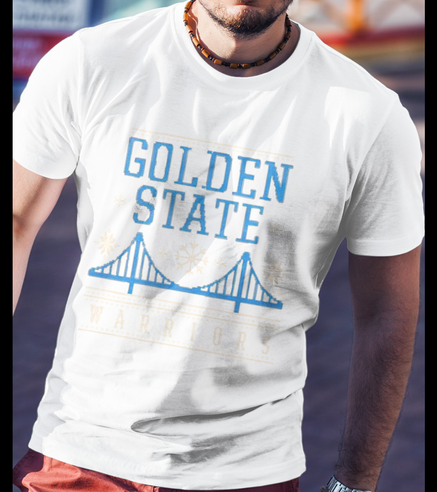 Golden State Warriors Snowflake Bridge Winter T-Shirt