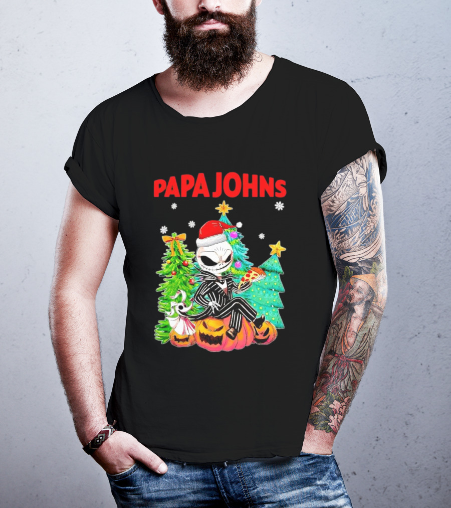Jack Skellington Papa Johns Christmas Pumpkin Tree T-Shirt