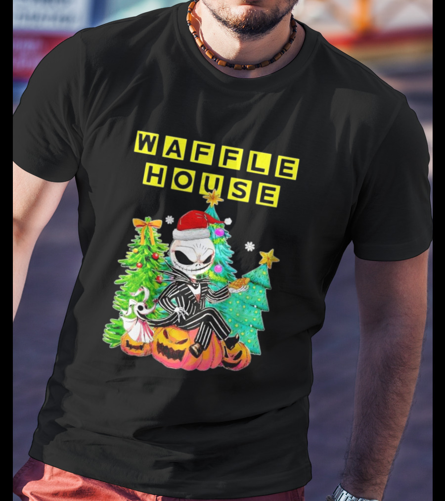 Waffle House Jack Skellington Christmas Tree Pumpkin T-Shirt