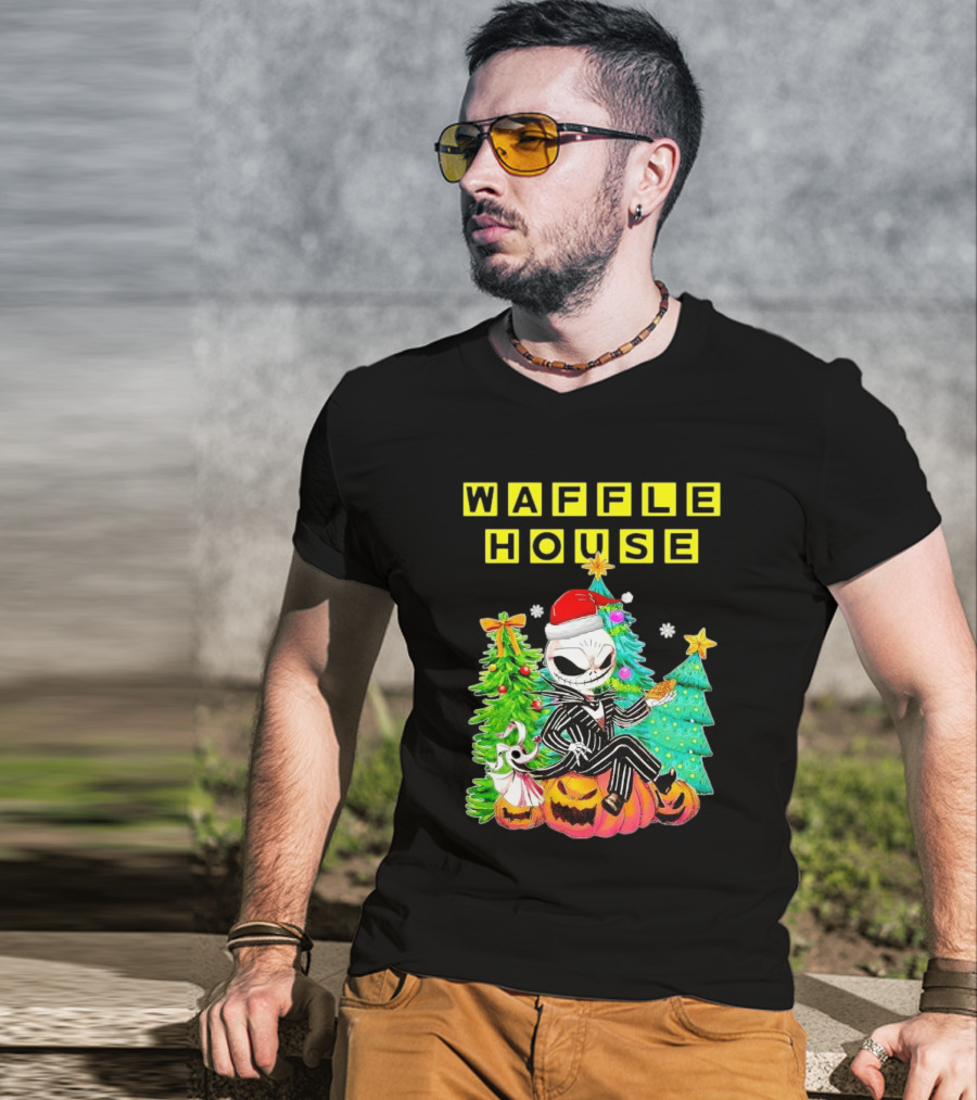 Waffle House Jack Skellington Christmas Tree Pumpkin T-Shirt