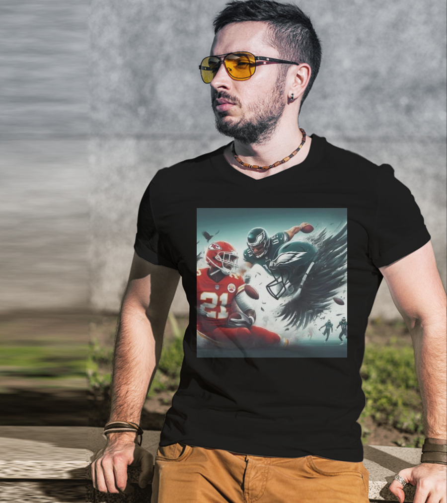 Mike Edwards Kansas City Chiefs Defensive Action Against Philadelphia Eagles Showdown T-Shirt