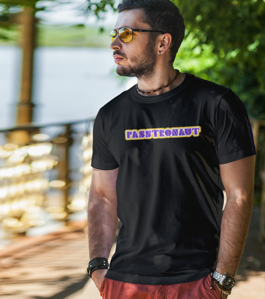 Minnesota Vikings Passtronaut Purple And Gold Text T-Shirt