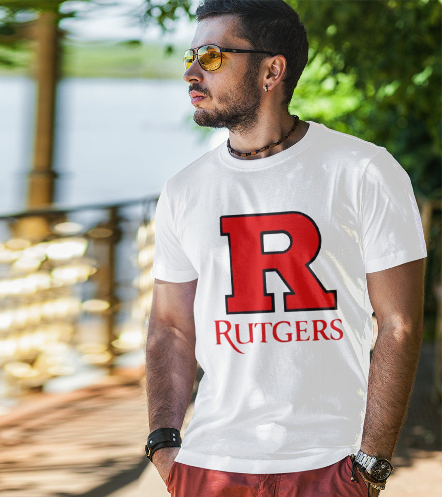 Rutgers University Red R Icon With Text T-Shirt
