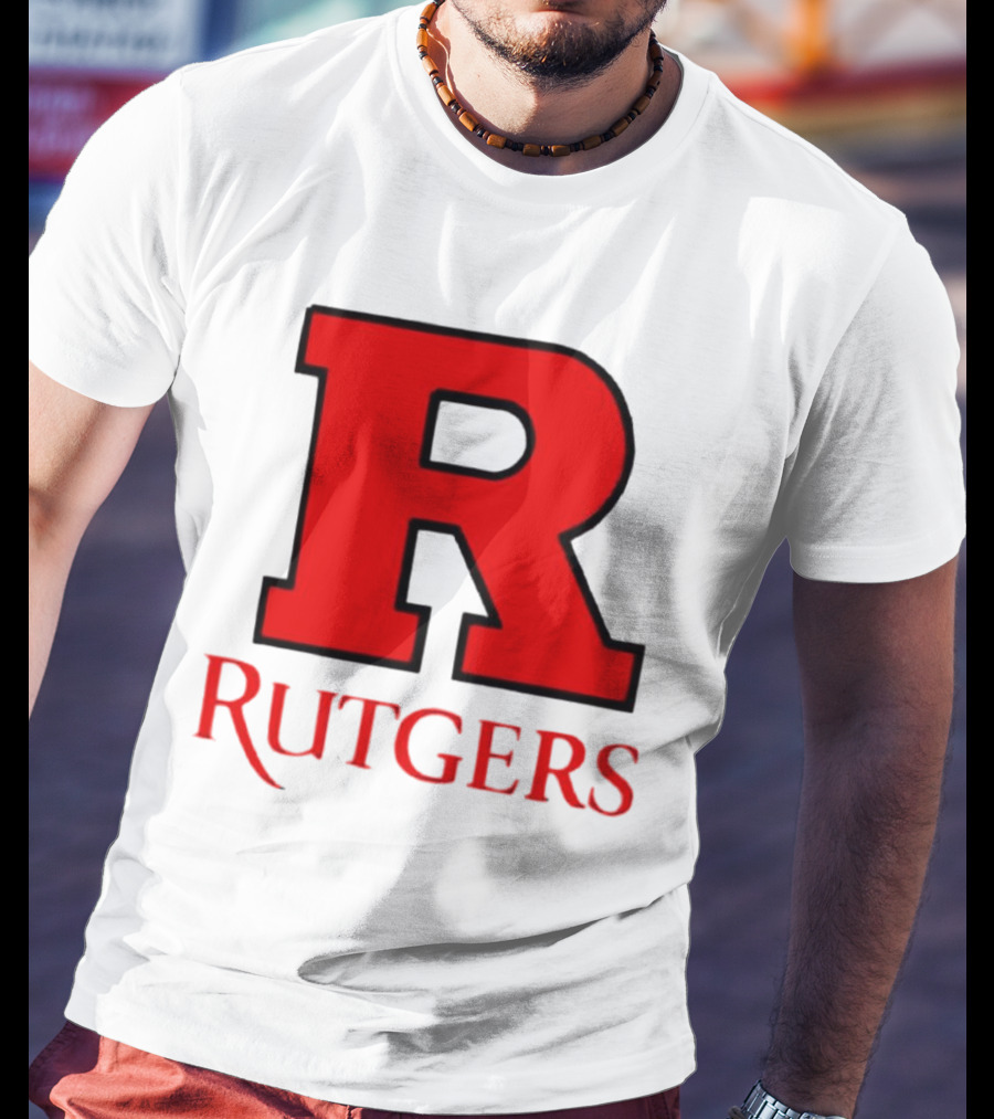 Rutgers University Red R Icon With Text T-Shirt
