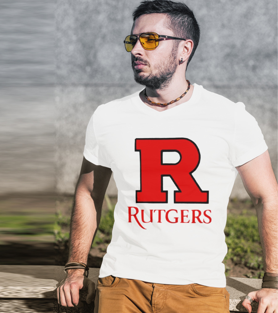 Rutgers University Red R Icon With Text T-Shirt