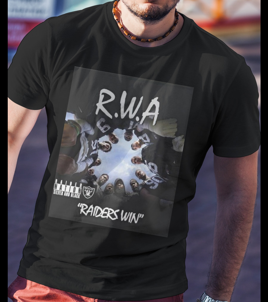 RWA Raider Nation Silver And Black Raiders Win T-Shirt