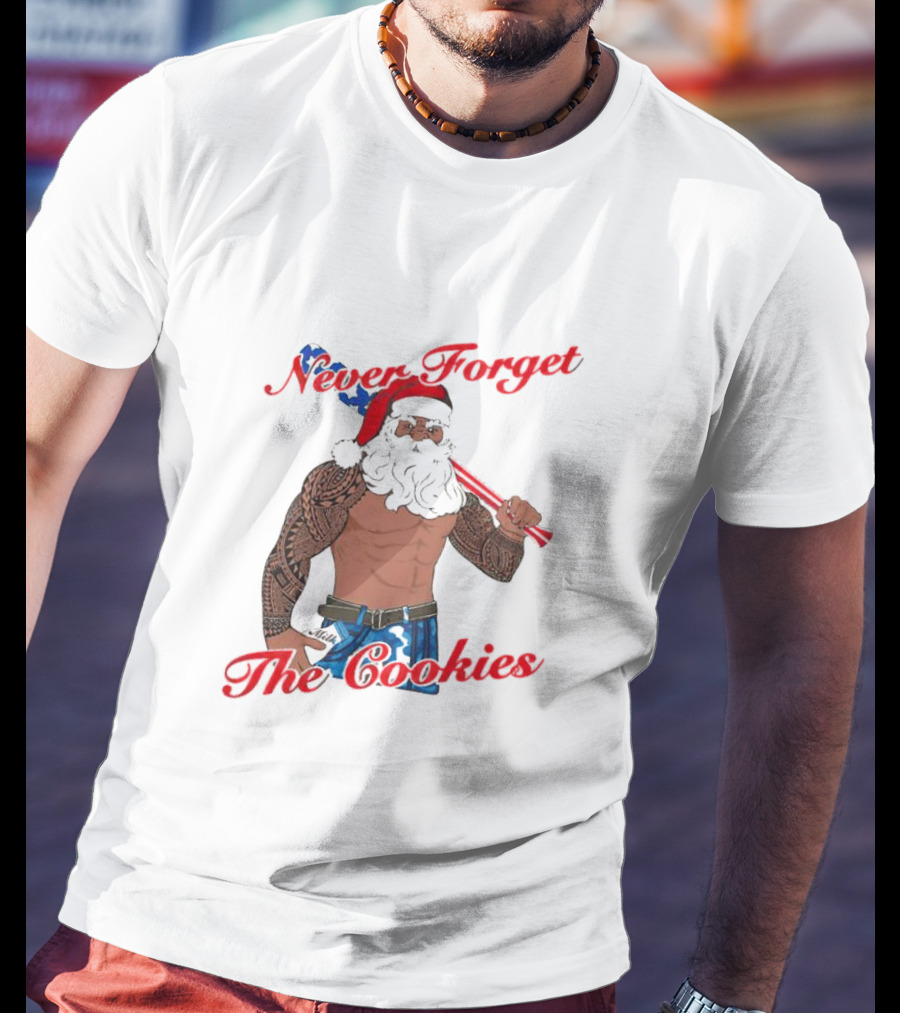 Tattoo Santa Never Forget The Cookies Christmas Holiday T-Shirt