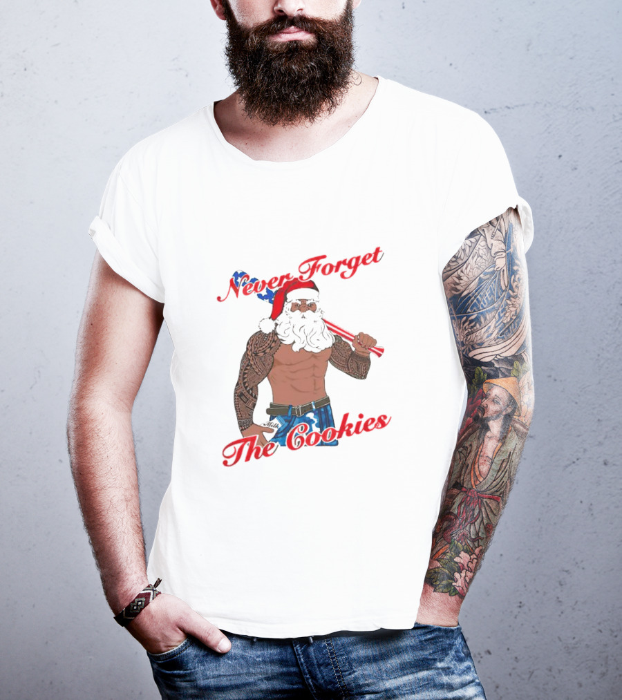 Tattoo Santa Never Forget The Cookies Christmas Holiday T-Shirt