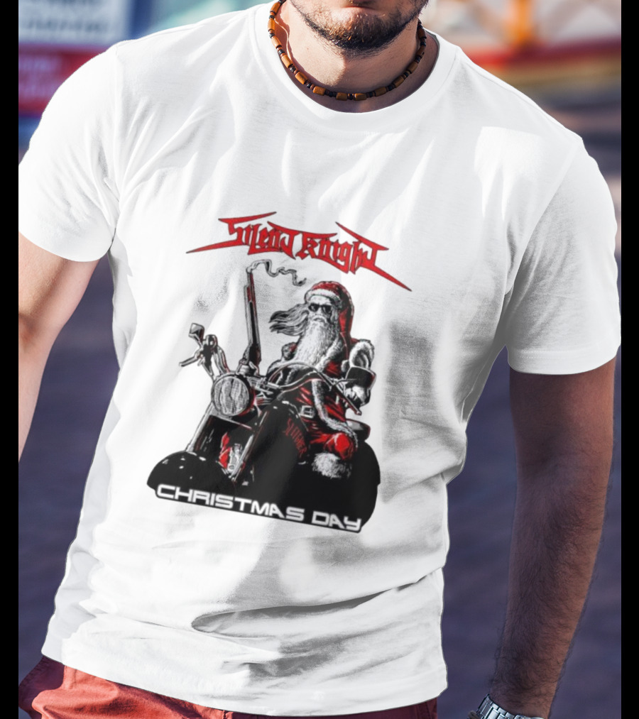 Silent Knight Santa Riding Motorcycle Christmas Day T-Shirt