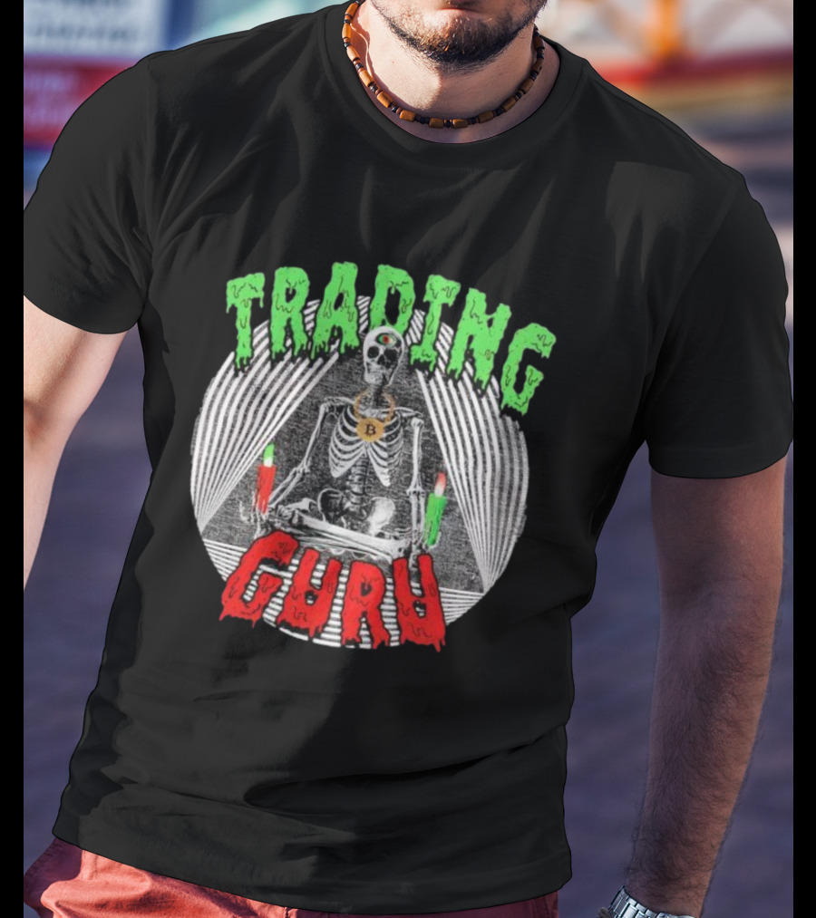 Trading Guru Skeleton Cryptocurrency Candles T-Shirt