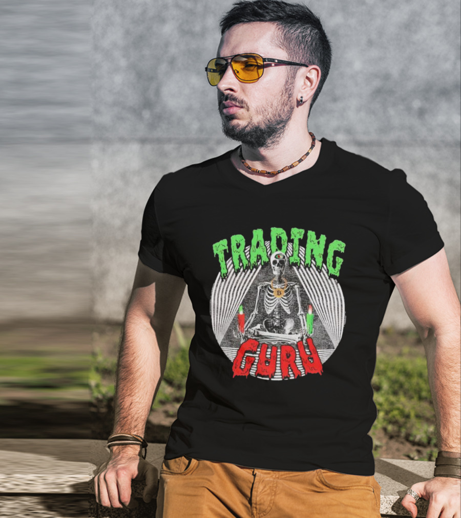 Trading Guru Skeleton Cryptocurrency Candles T-Shirt