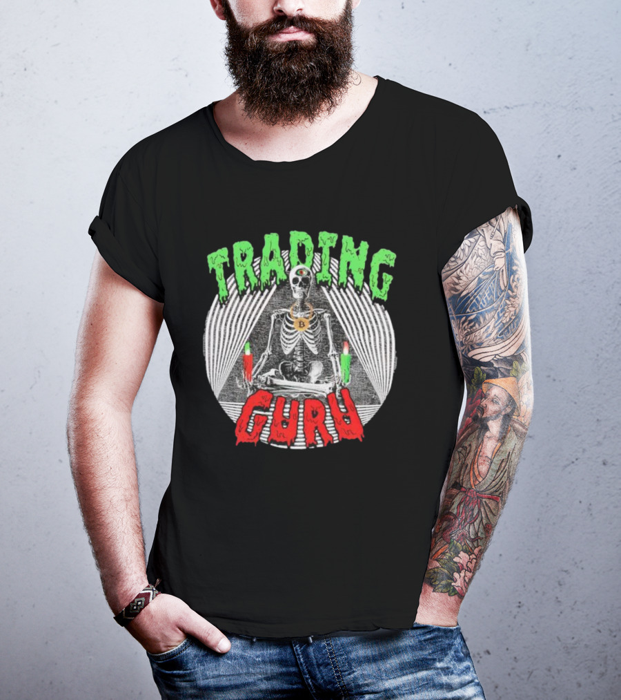 Trading Guru Skeleton Cryptocurrency Candles T-Shirt
