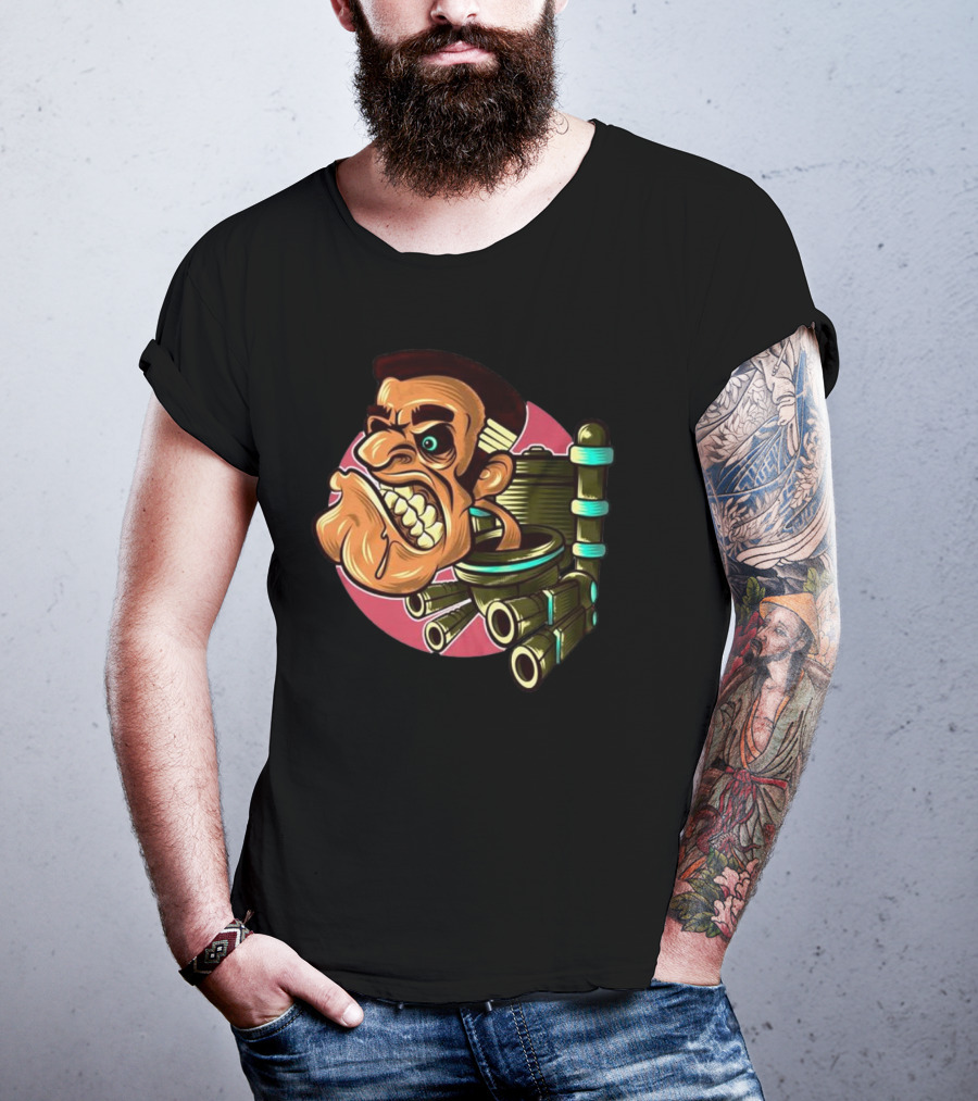Skibidi Toilet Meme Angry Gritty Face T-Shirt