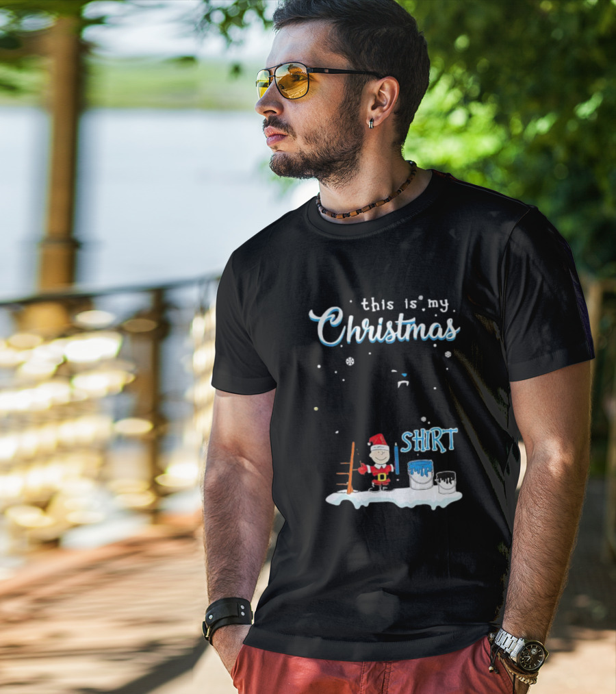 Snoopy And Charlie Brown This Is My Christmas Carolina Panthers T-Shirt