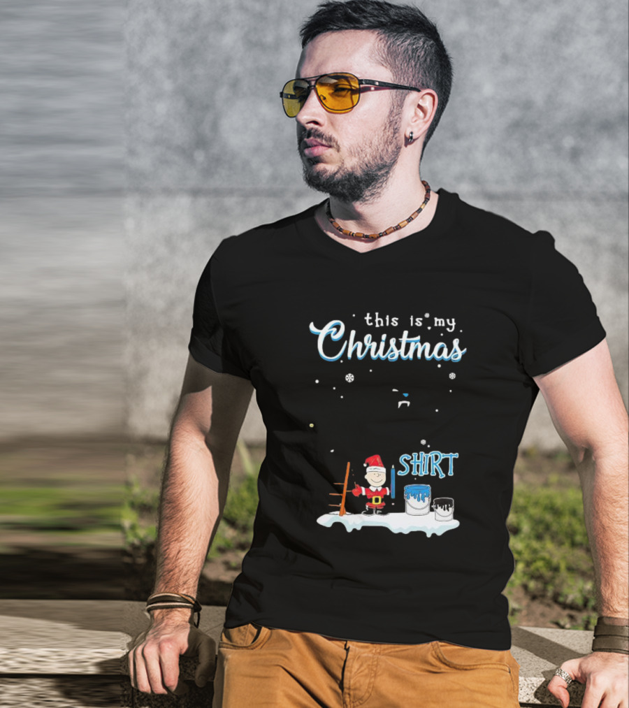 Snoopy And Charlie Brown This Is My Christmas Carolina Panthers T-Shirt