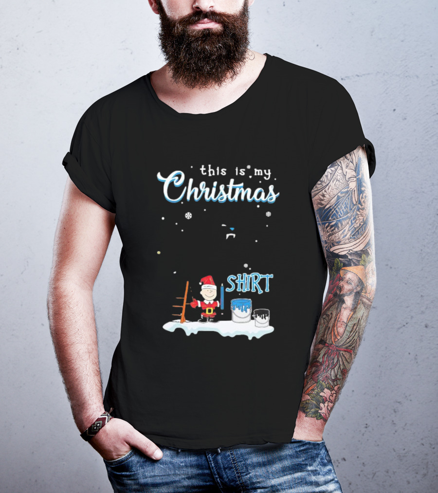Snoopy And Charlie Brown This Is My Christmas Carolina Panthers T-Shirt