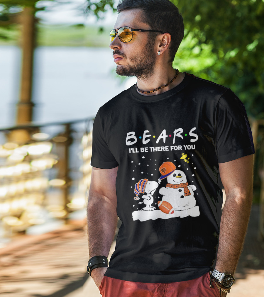 Snoopy And Snowman Chicago Bears I'll Be There For You Christmas Football T-Shirt