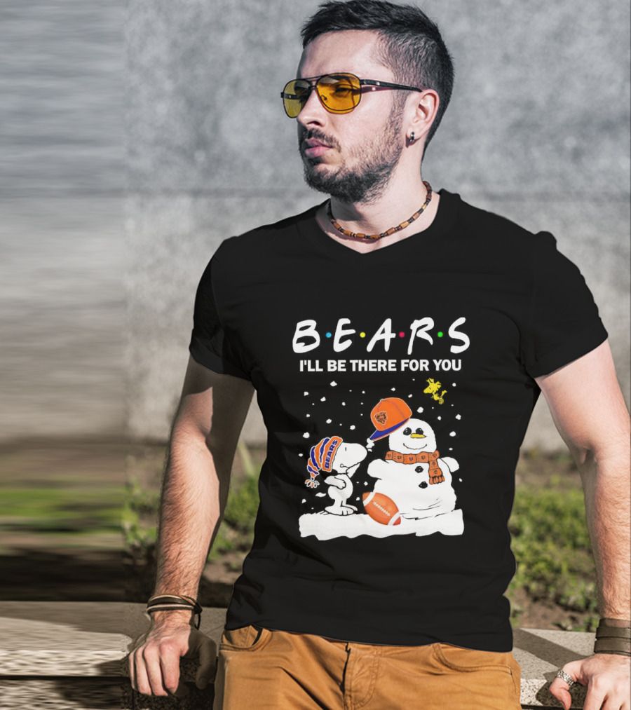 Snoopy And Snowman Chicago Bears I'll Be There For You Christmas Football T-Shirt