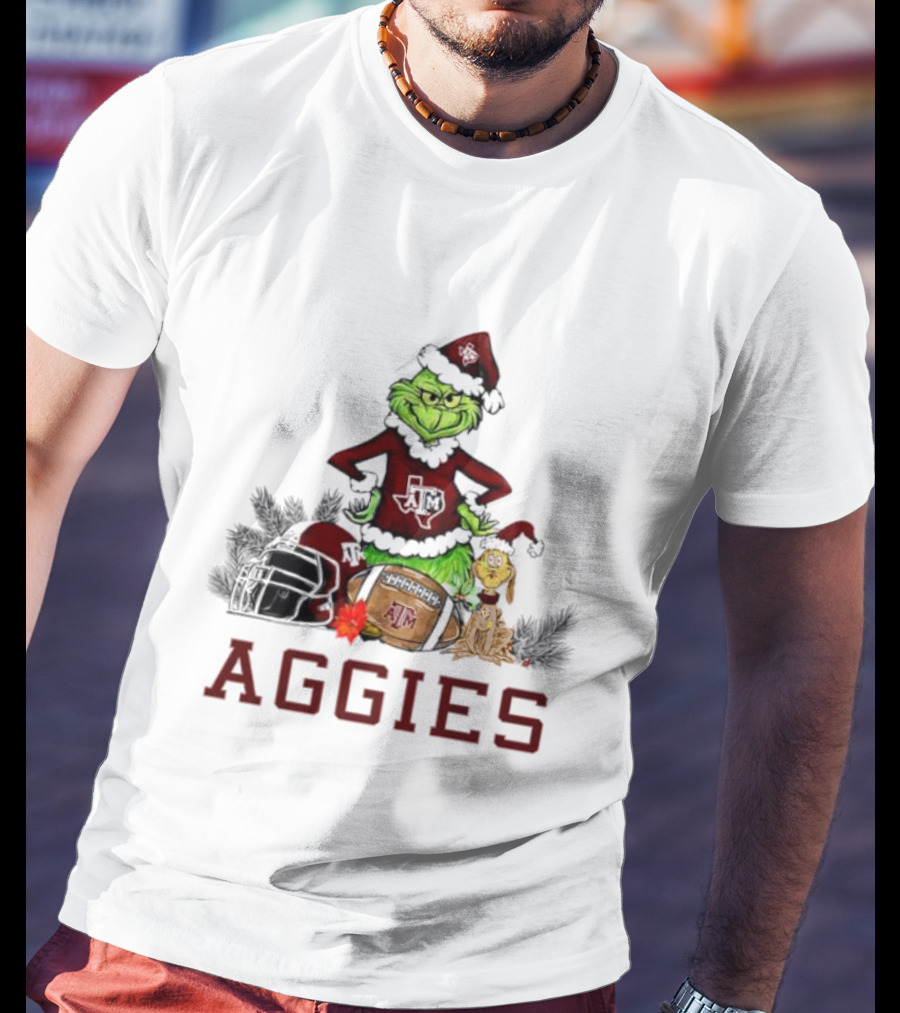 Texas A&M Aggies Grinch Max Dog Christmas Football Humor T-Shirt