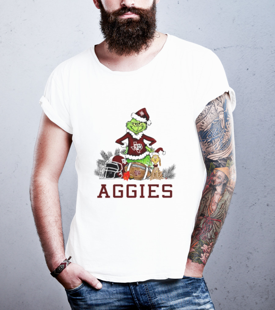 Texas A&M Aggies Grinch Max Dog Christmas Football Humor T-Shirt
