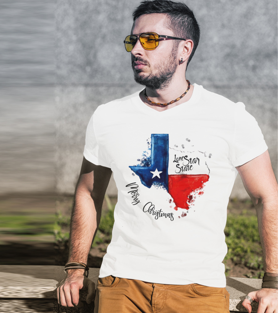 Texas Flag Lone Star State Merry Christmas T-Shirt