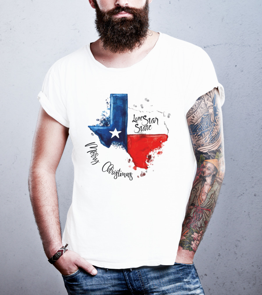Texas Flag Lone Star State Merry Christmas T-Shirt
