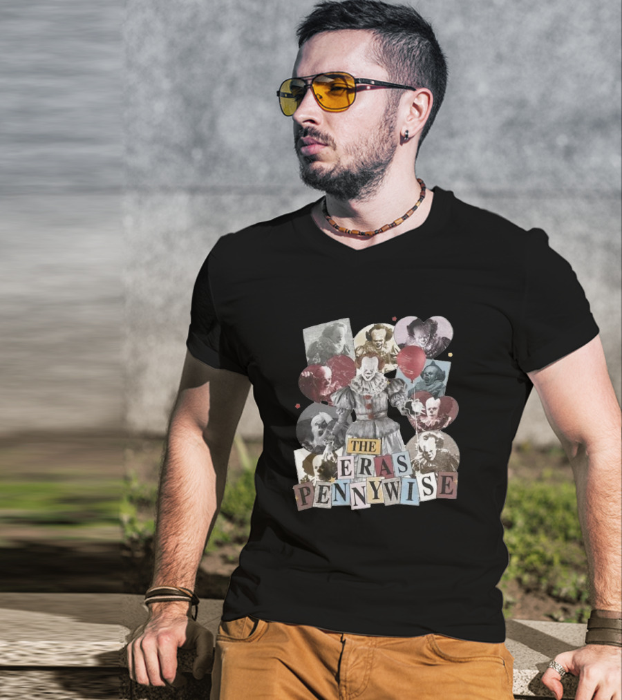 The Eras Pennywise Clown Evolution Multicolor Collage T-Shirt